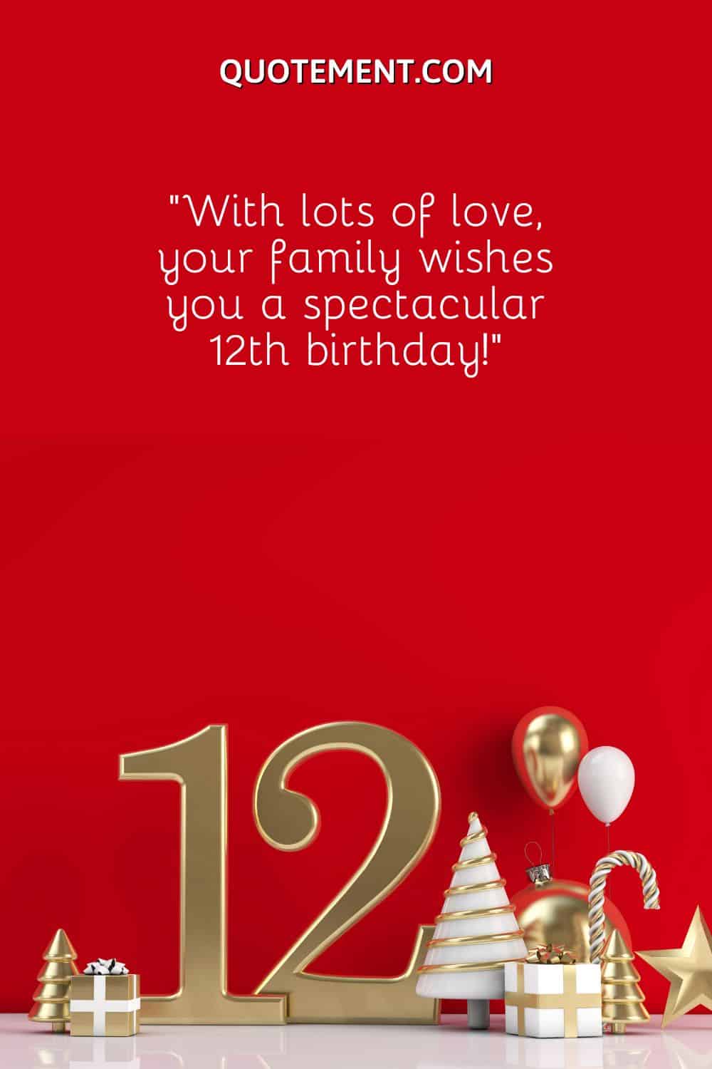 “With lots of love, your family wishes you a spectacular 12th birthday!”.
