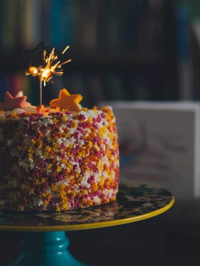 birthday cake with sprinkler