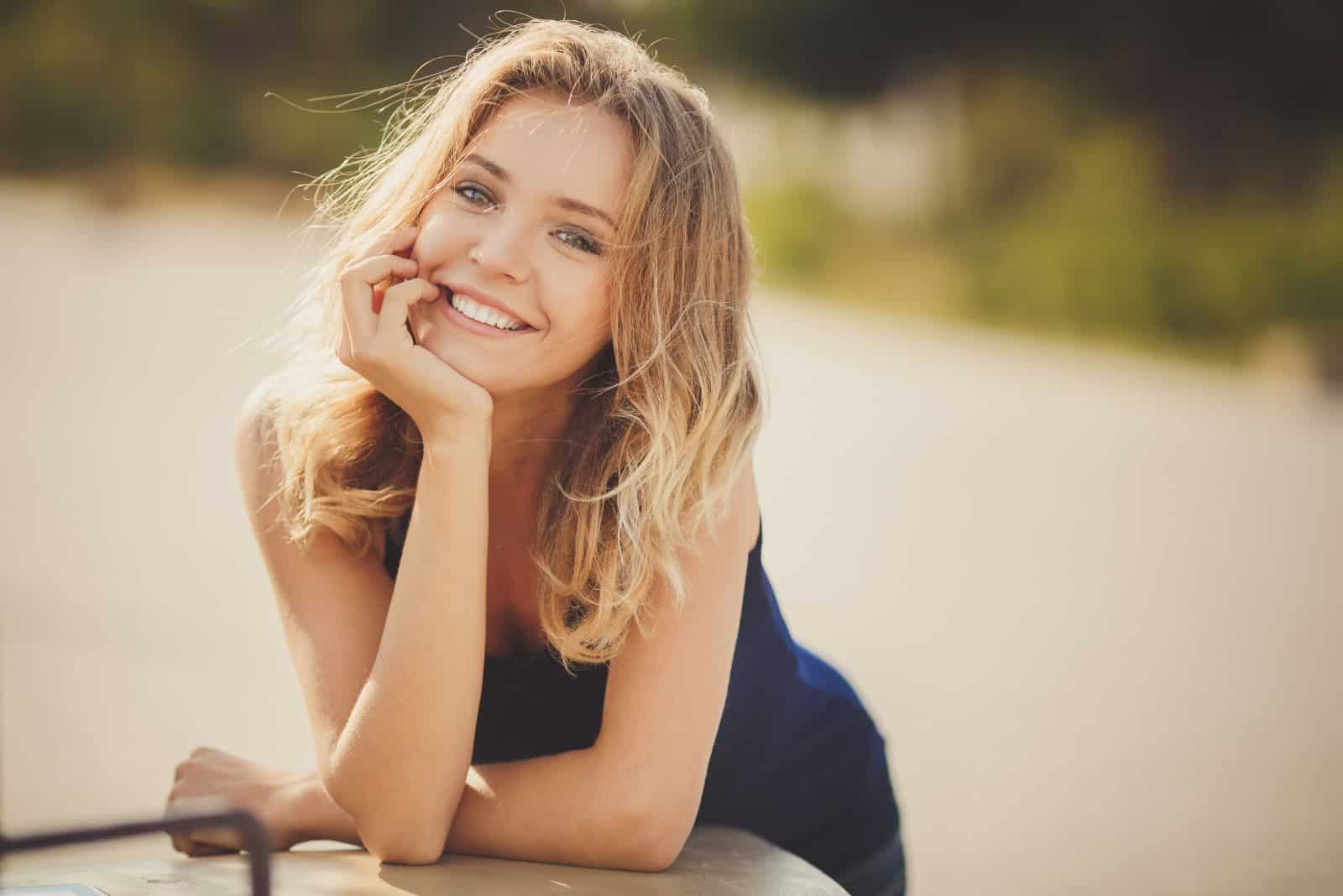 beautiful smiling woman outdoors
