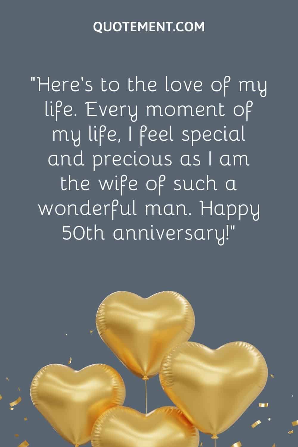50th marriage anniversary wishes with golden decoration for husband .