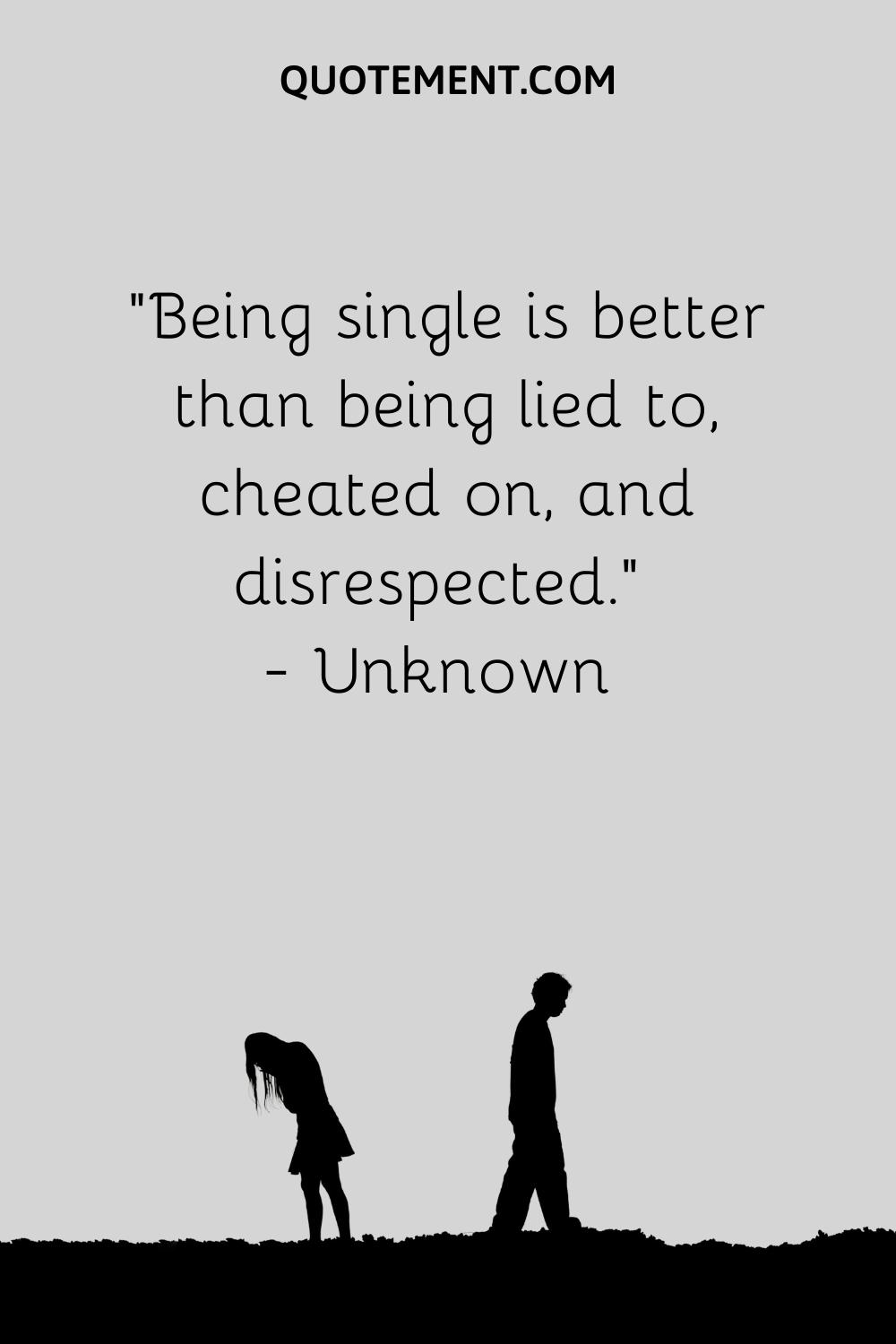 Being single is better than being lied to, cheated on, and disrespected.