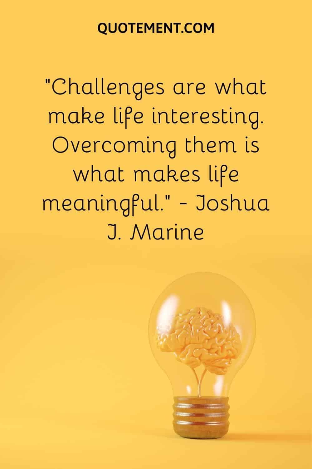 “Challenges are what make life interesting. Overcoming them is what makes life meaningful.” — Joshua J. Marine