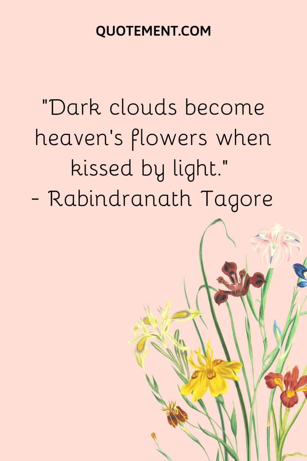 “Dark clouds become heaven’s flowers when kissed by light.” — Rabindranath Tagore