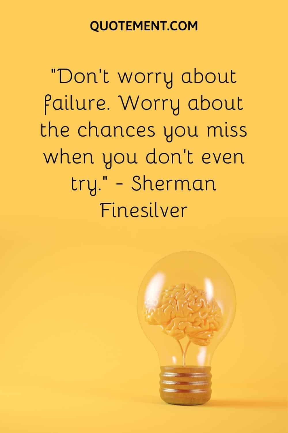 “Don’t worry about failure. Worry about the chances you miss when you don’t even try.” — Sherman Finesilver