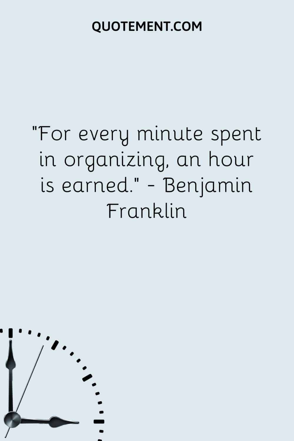For every minute spent in organizing, an hour is earned