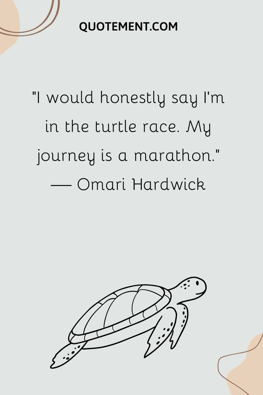 I would honestly say I'm in the turtle race. My journey is a marathon