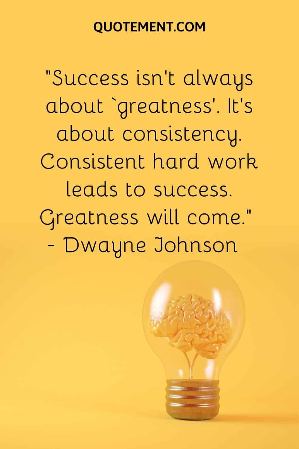 “Success isn’t always about ‘greatness’. It’s about consistency. Consistent hard work leads to success. Greatness will come.” — Dwayne Johnson