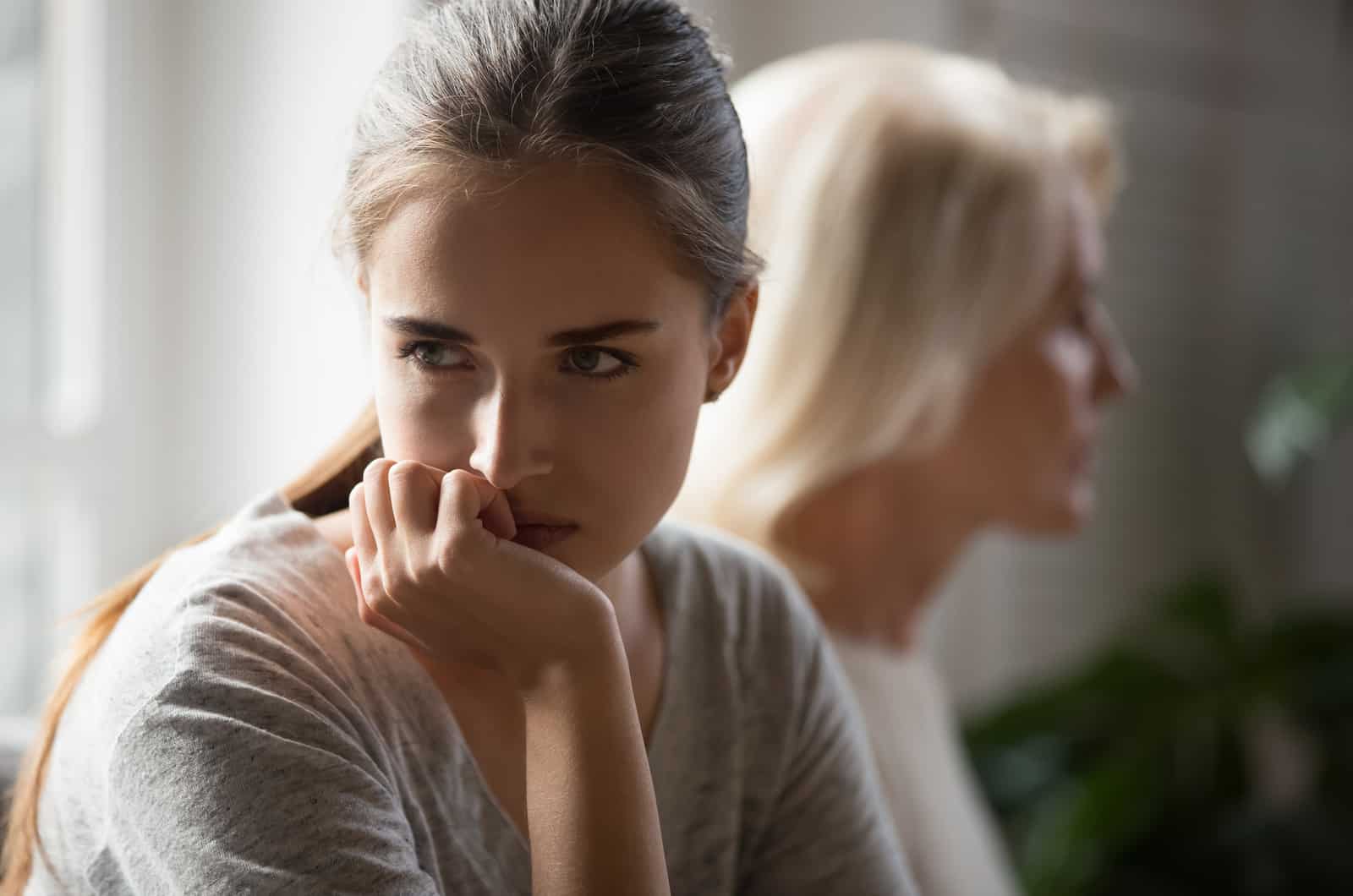 woman looking away from her toxic mother