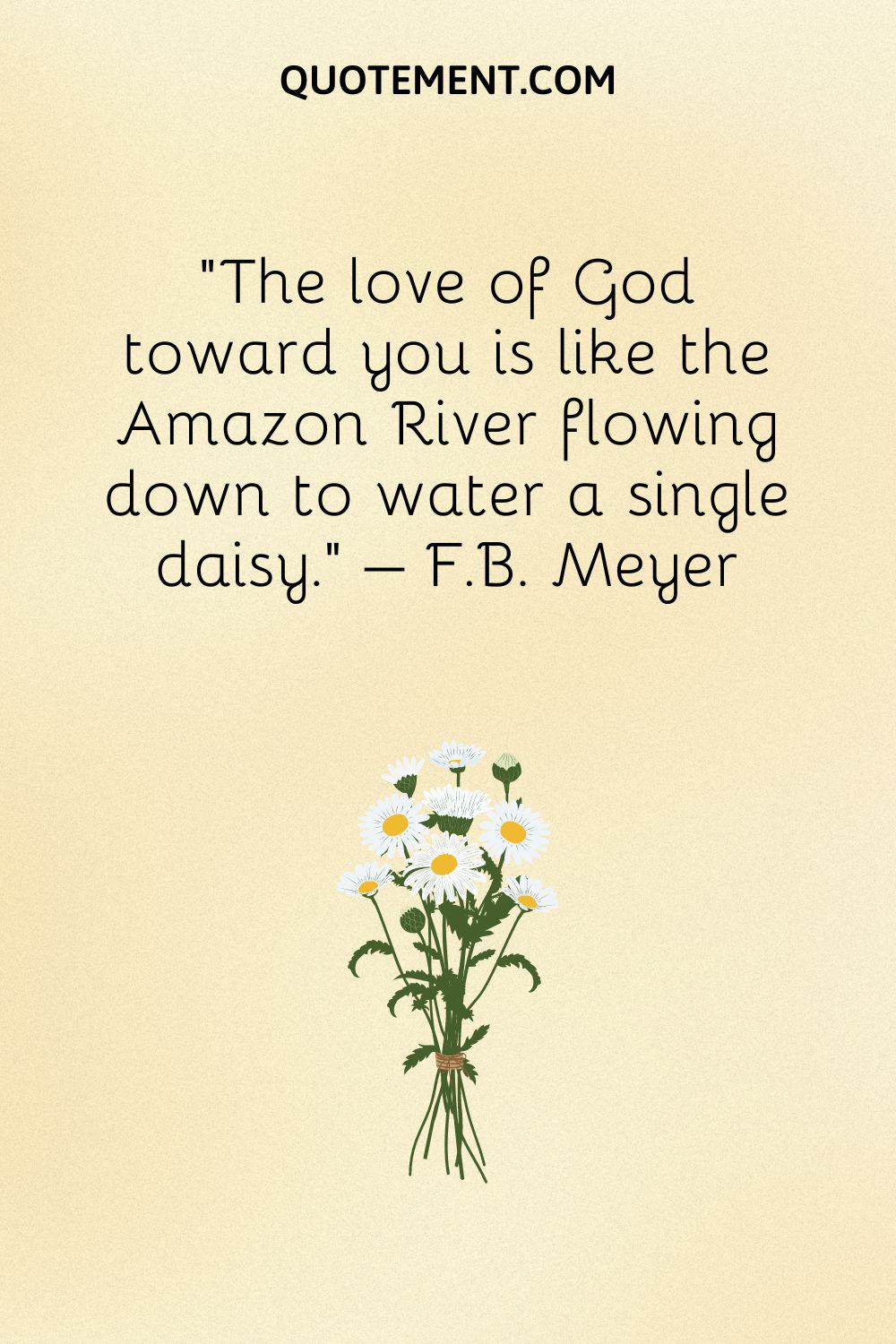 The love of God toward you is like the Amazon River flowing down to water a single daisy