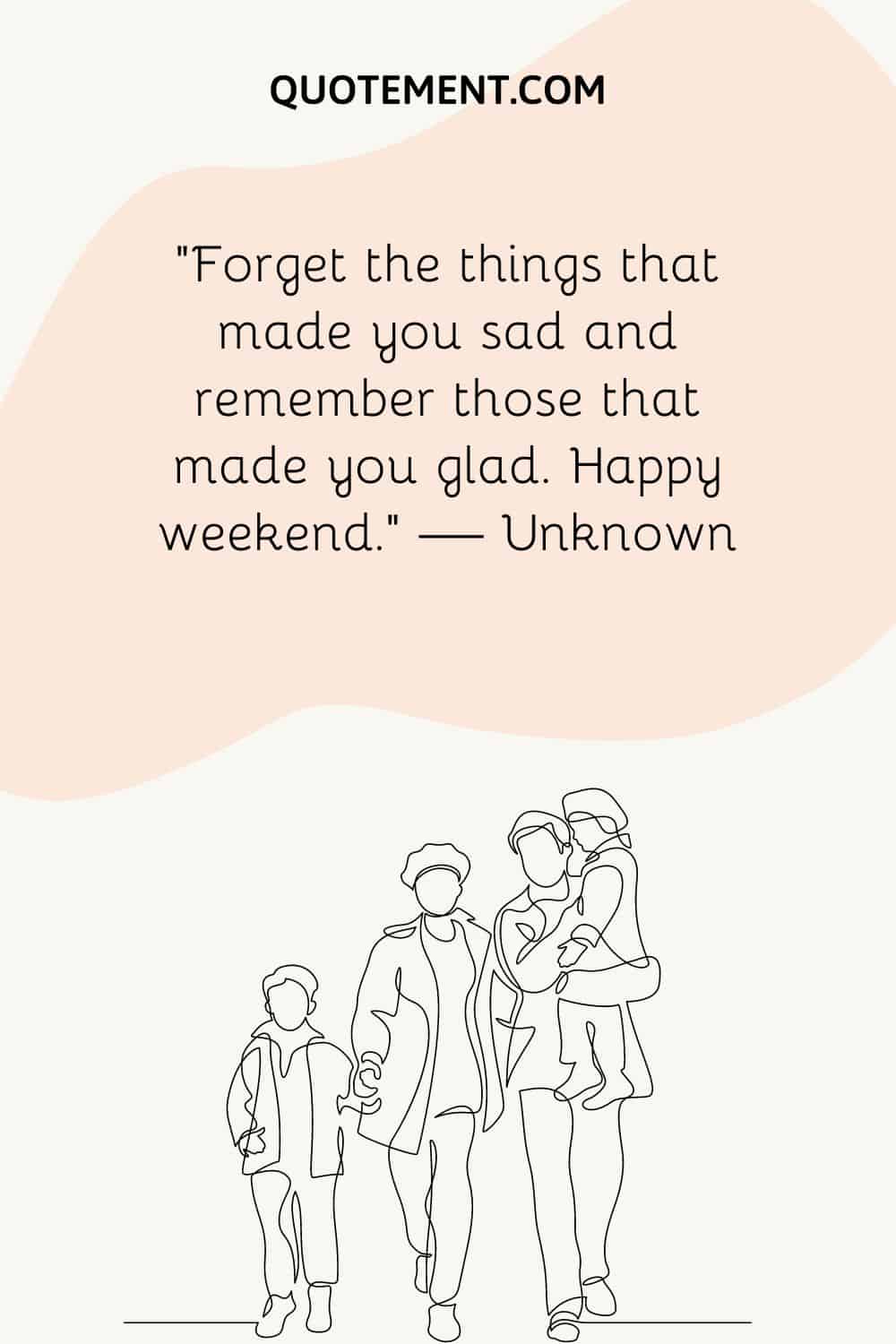 family walking illustration representing positive weekend quote