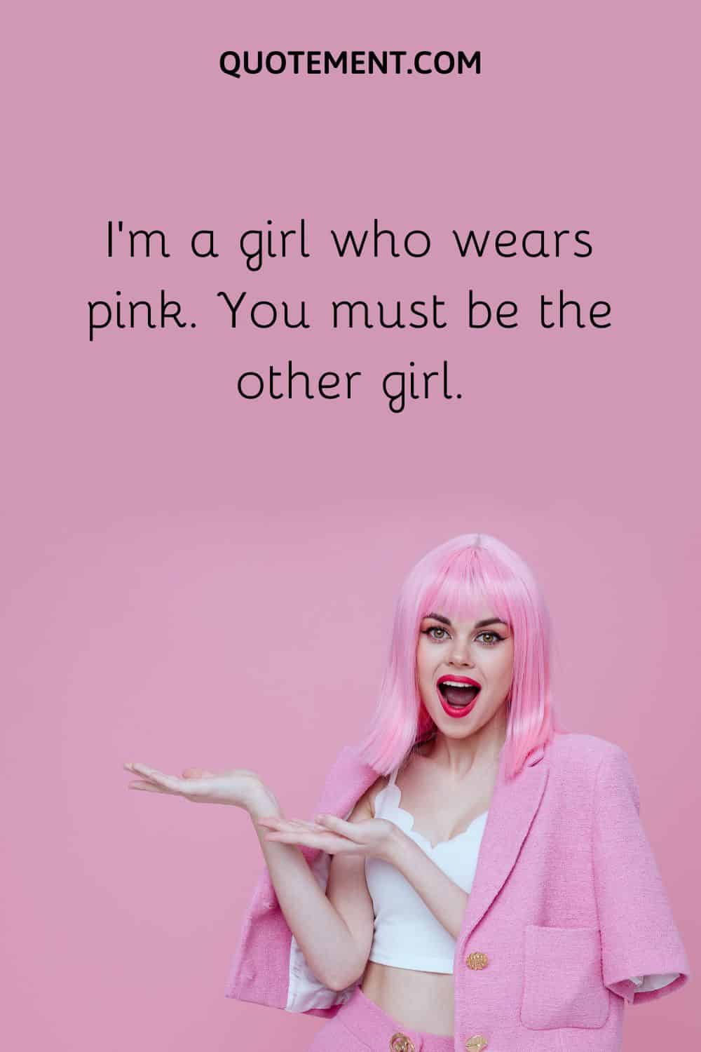 girl in pink representing attitude pink caption for instagram
