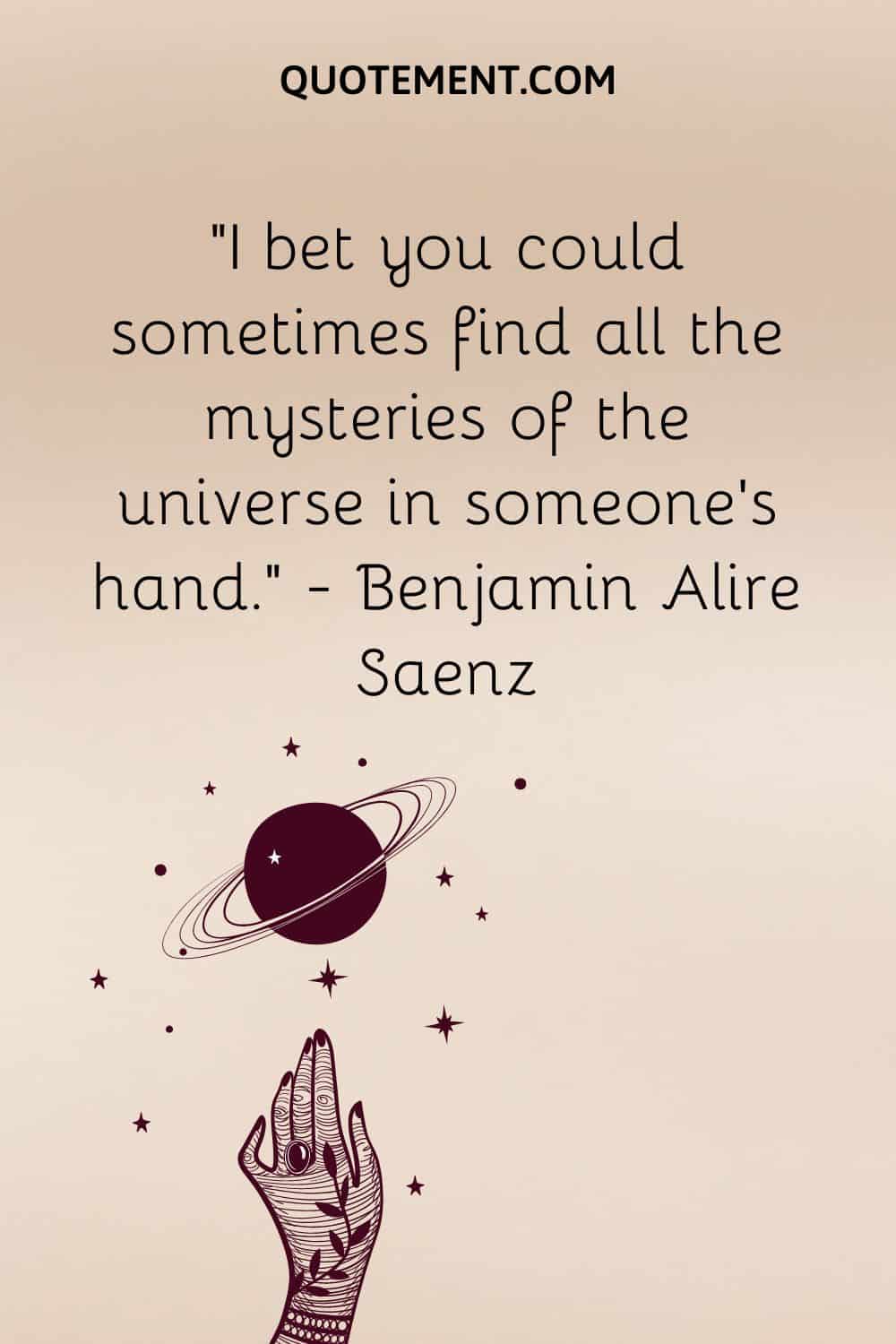 hand reaching for the stars illustration representing universe love quote
