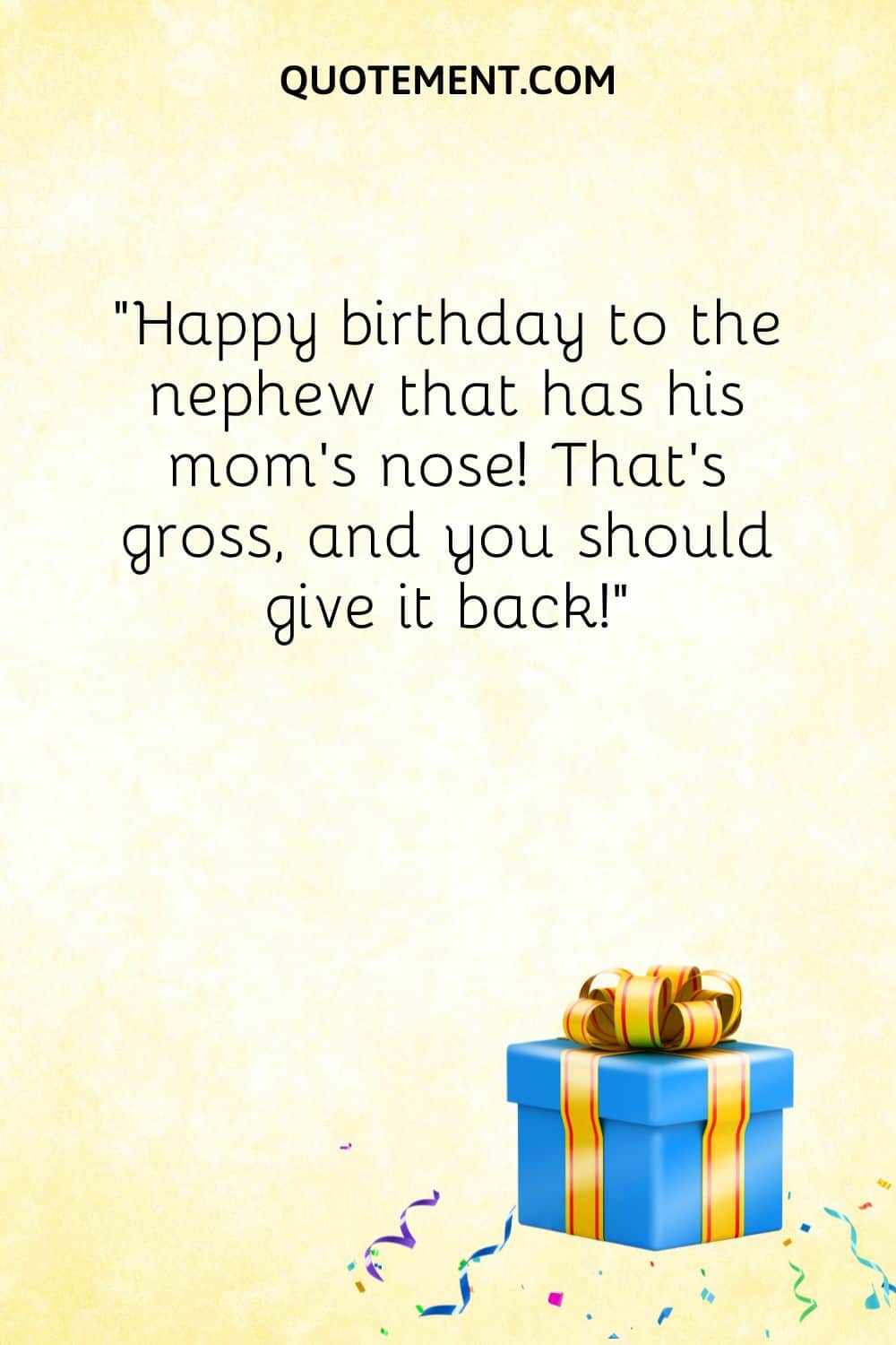 illustration of a gift representing happy birthday nephew funny wish
