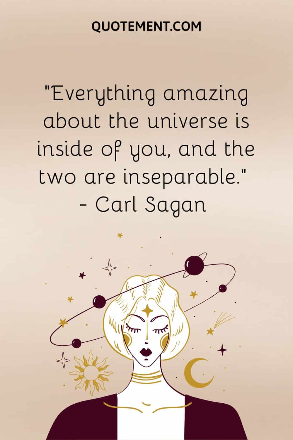 illustration of a girl representing spiritual universe quote
