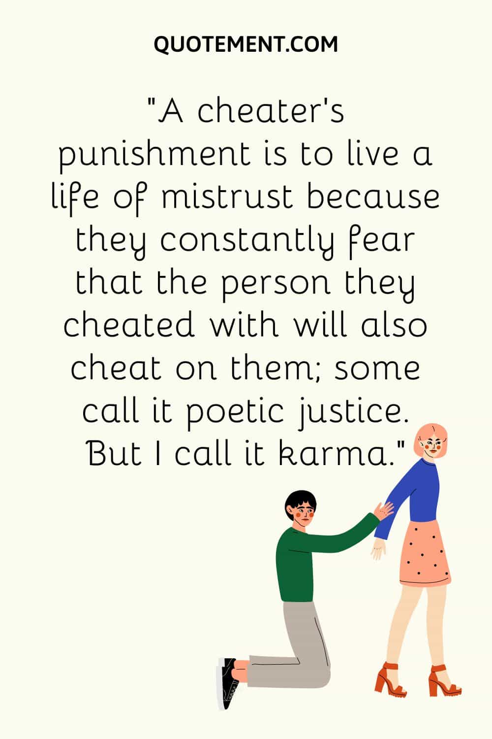 illustration of two people representing cheating karma quote