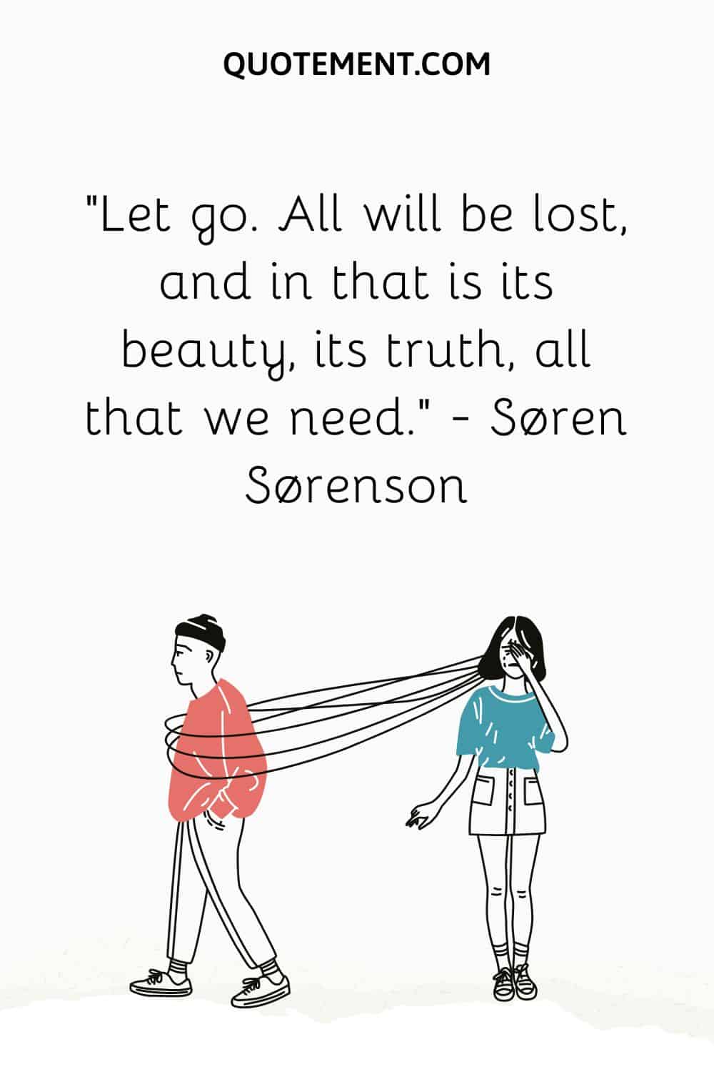 illustration of two people representing goodbye let go quote