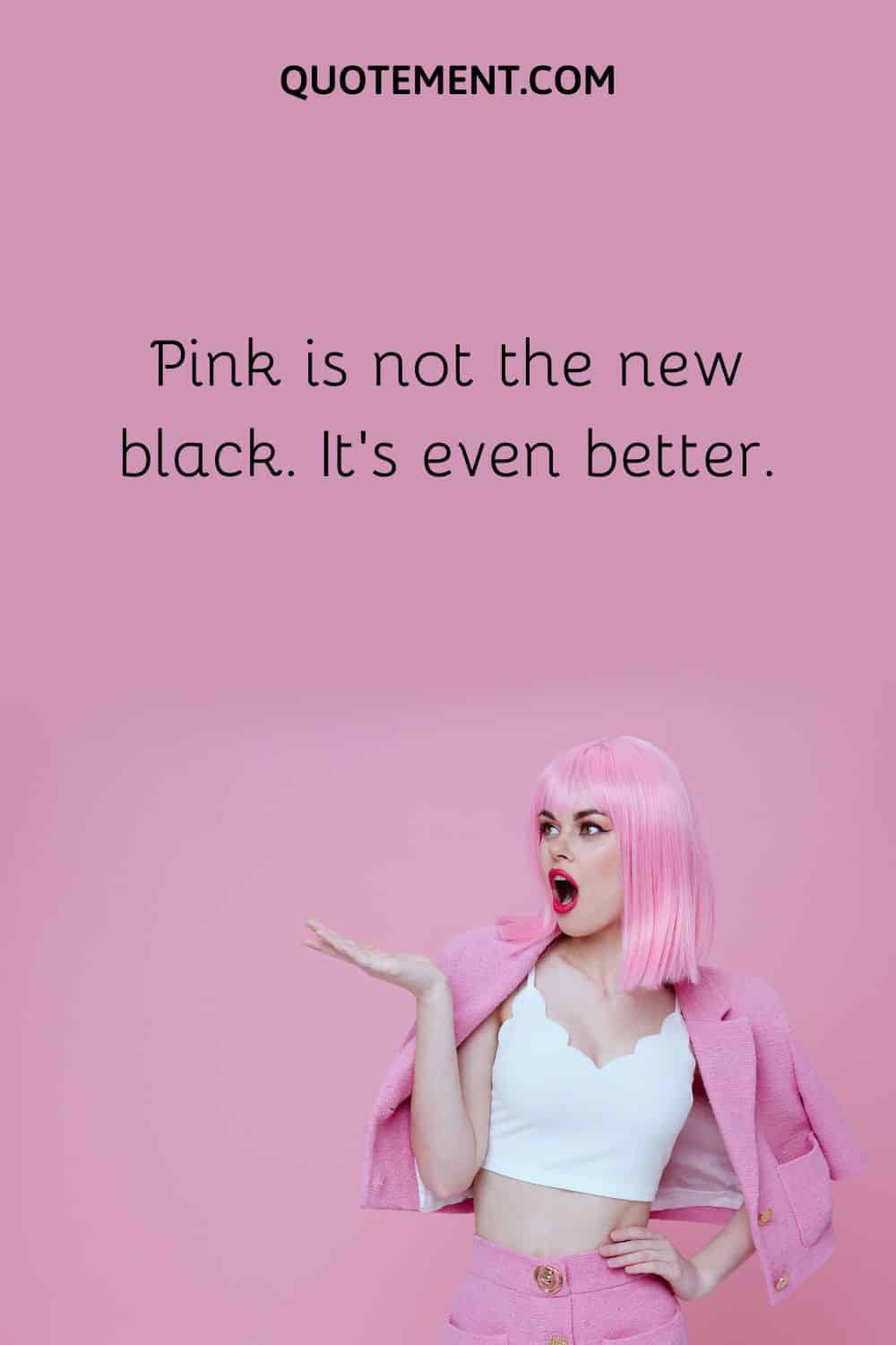 pink caption by a girl with pink hair
