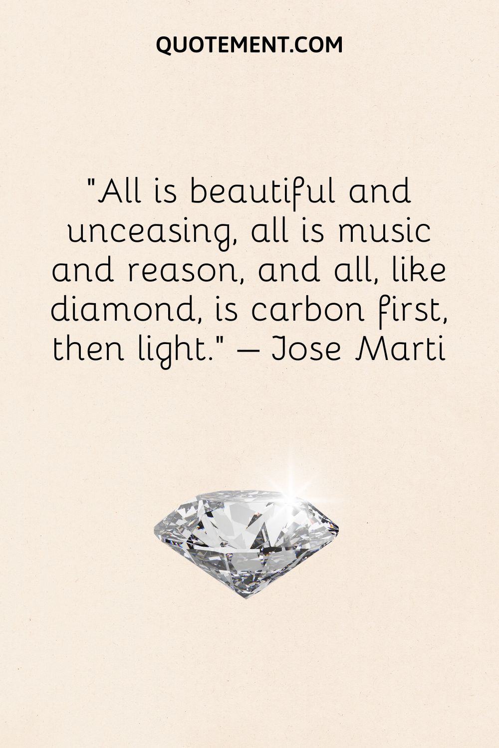 All is beautiful and unceasing, all is music and reason, and all, like diamond, is carbon first, then light