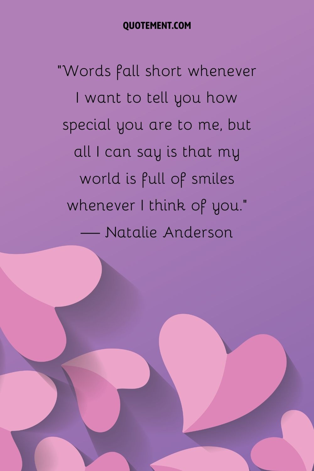 Hearts on a purple background representing you are special quote.