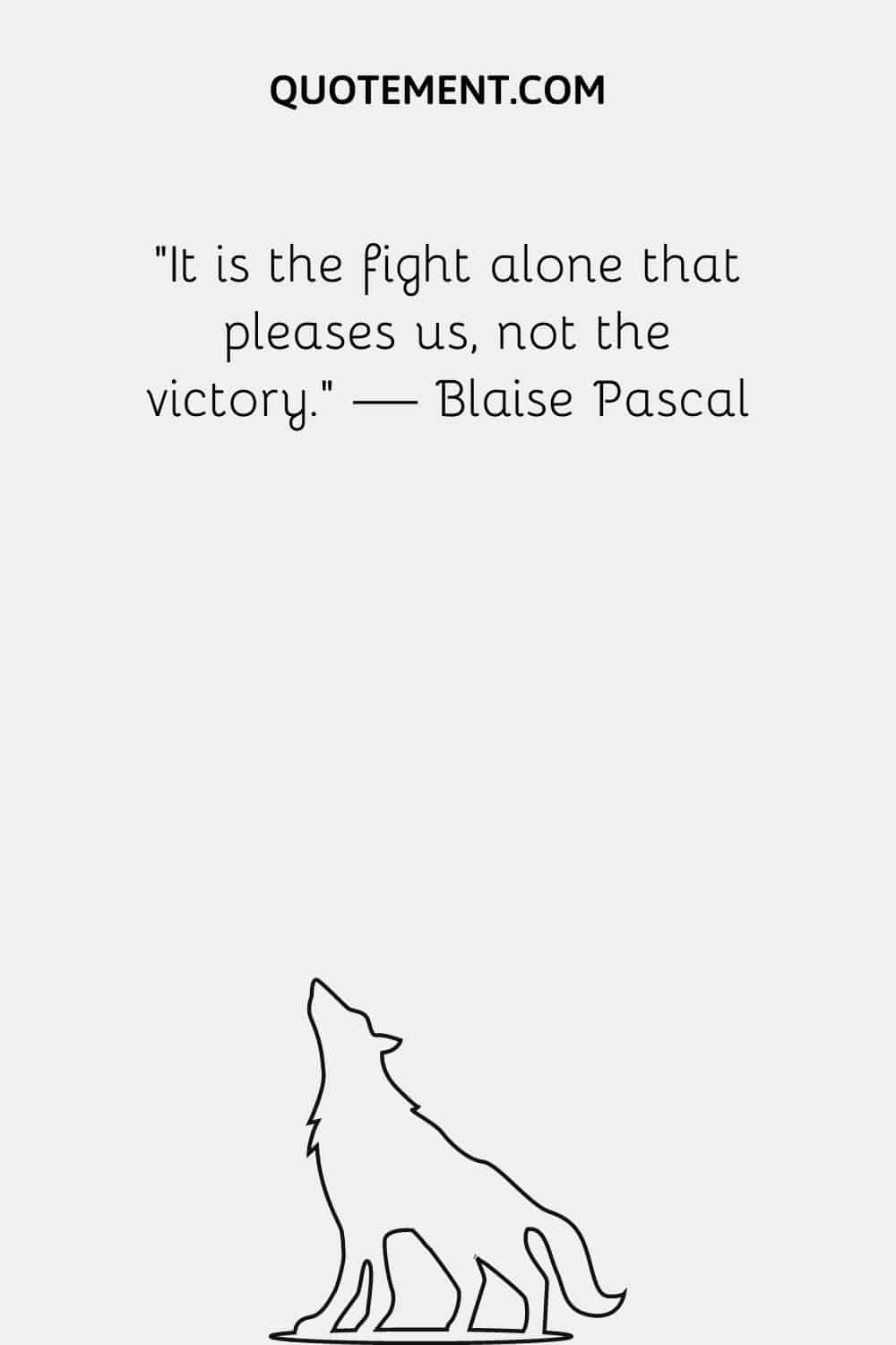 It is the fight alone that pleases us, not the victory