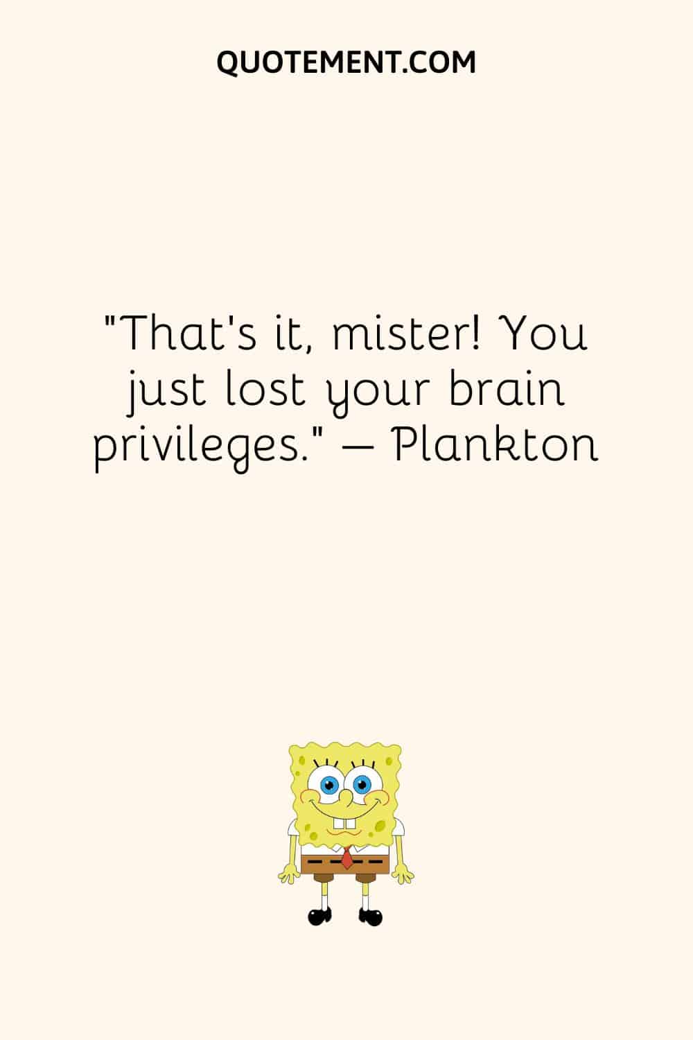 “That’s it, mister! You just lost your brain privileges.” – Plankton (2)
