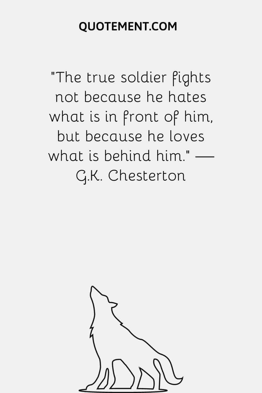 The true soldier fights not because he hates what is in front of him, but because he loves what is behind him