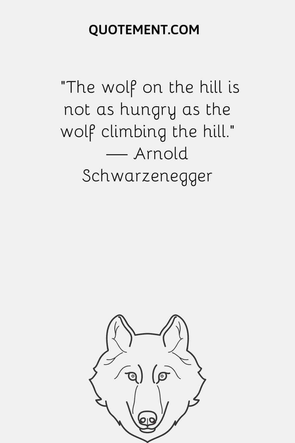 The wolf on the hill is not as hungry as the wolf climbing the hill