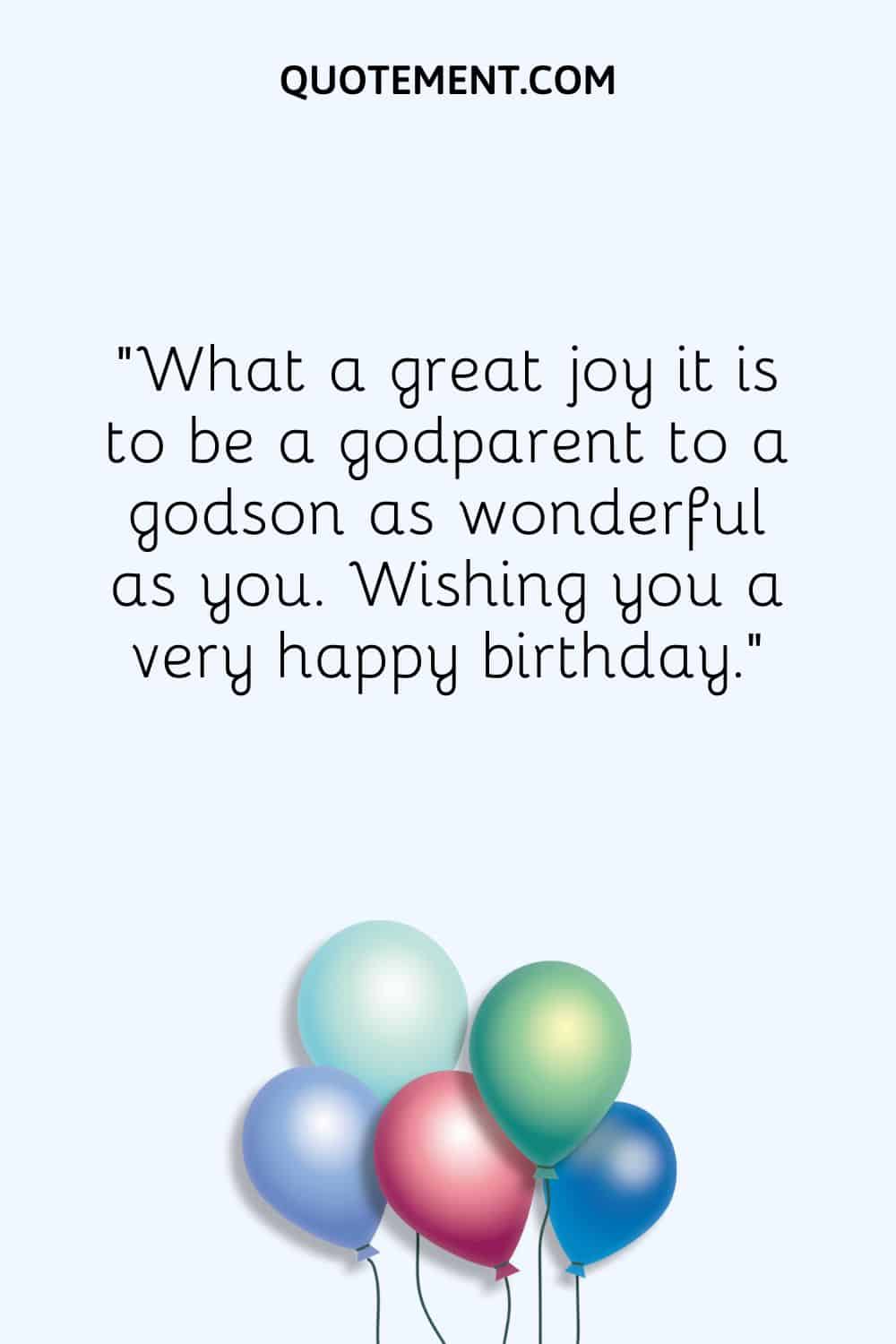 “What a great joy it is to be a godparent to a godson as wonderful as you. Wishing you a very happy birthday.”