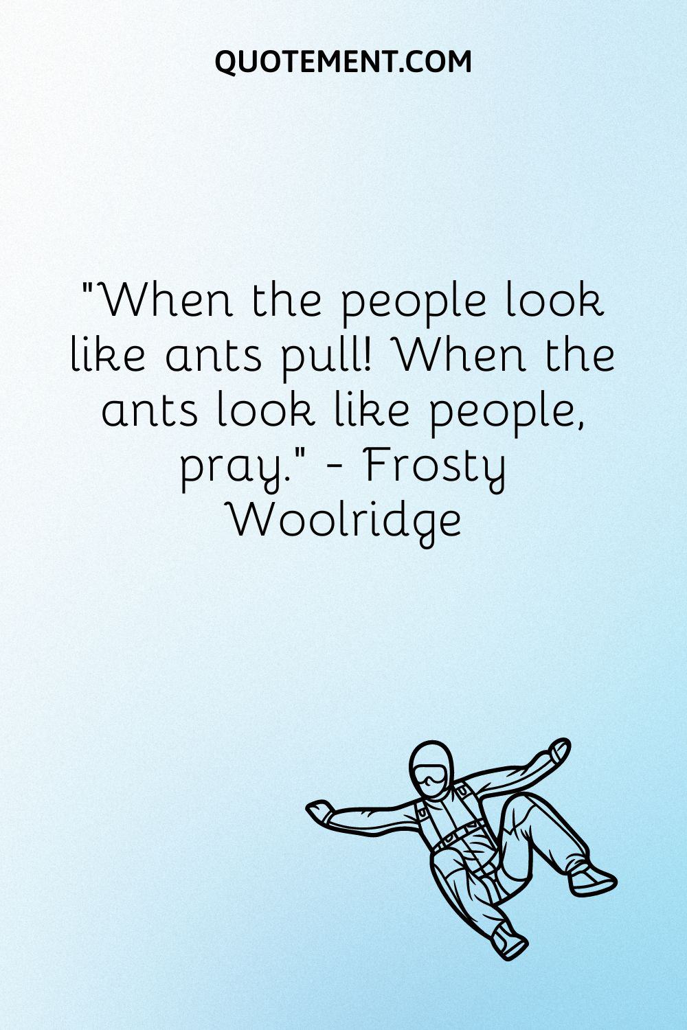 When the people look like ants pull! When the ants look like people, pray