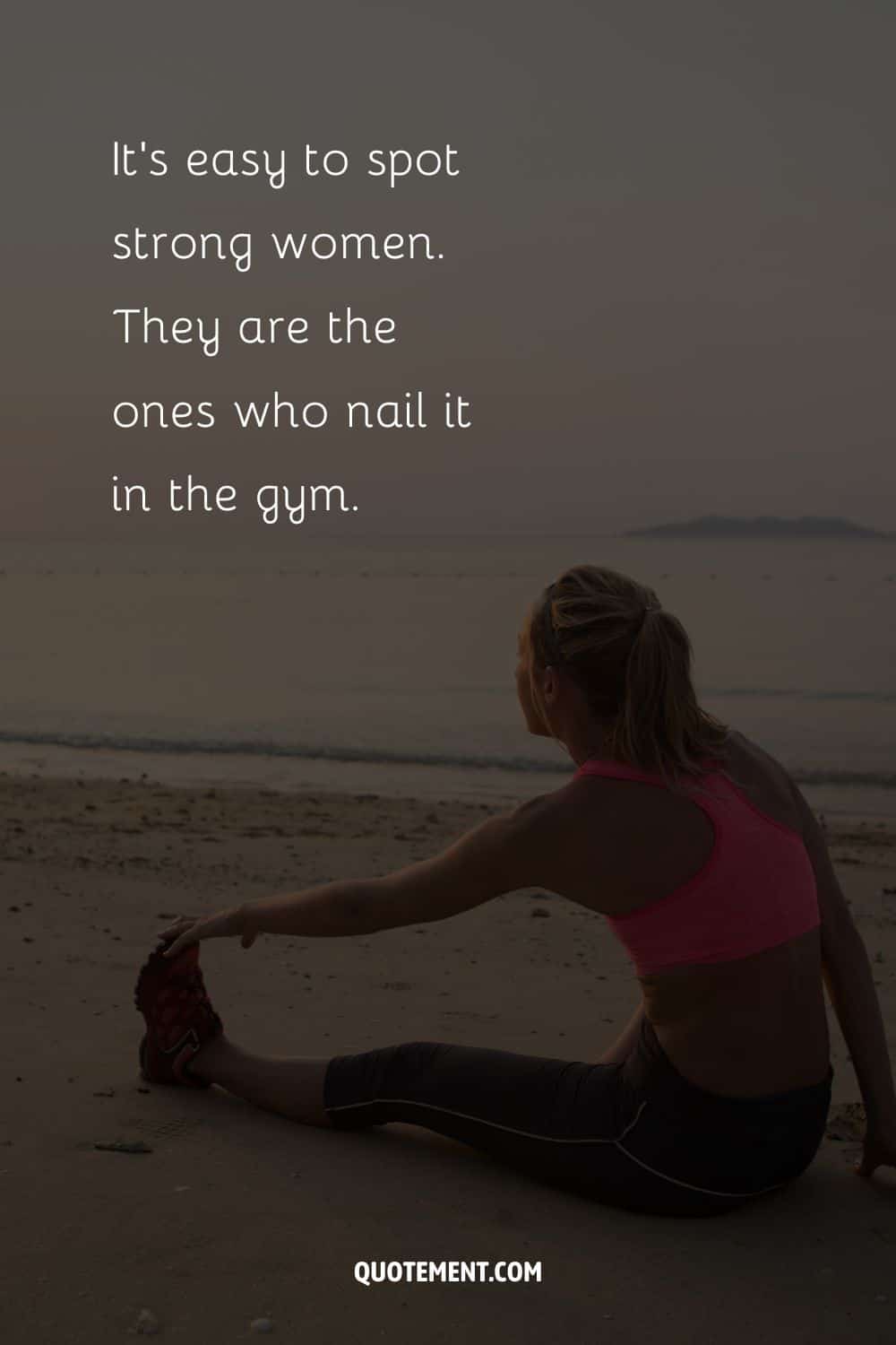 a girl exercising at the beach image representing exercise motivation quote for strength