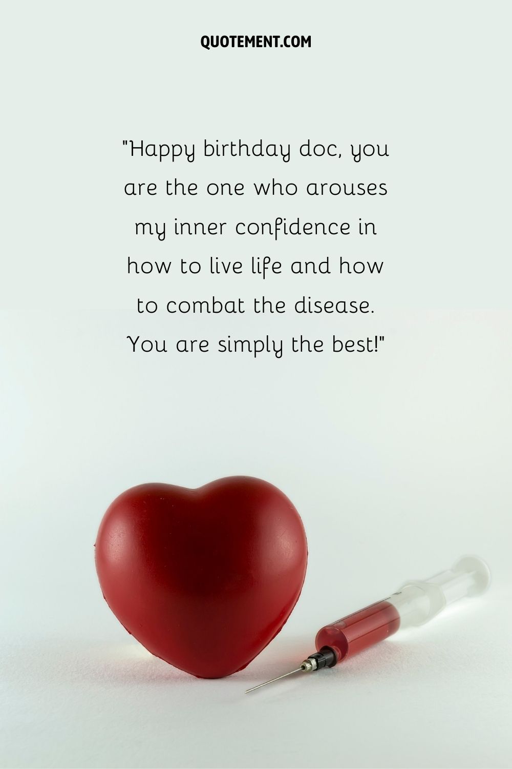 a red emoji and a red injection representing happy birthday wishes doctor