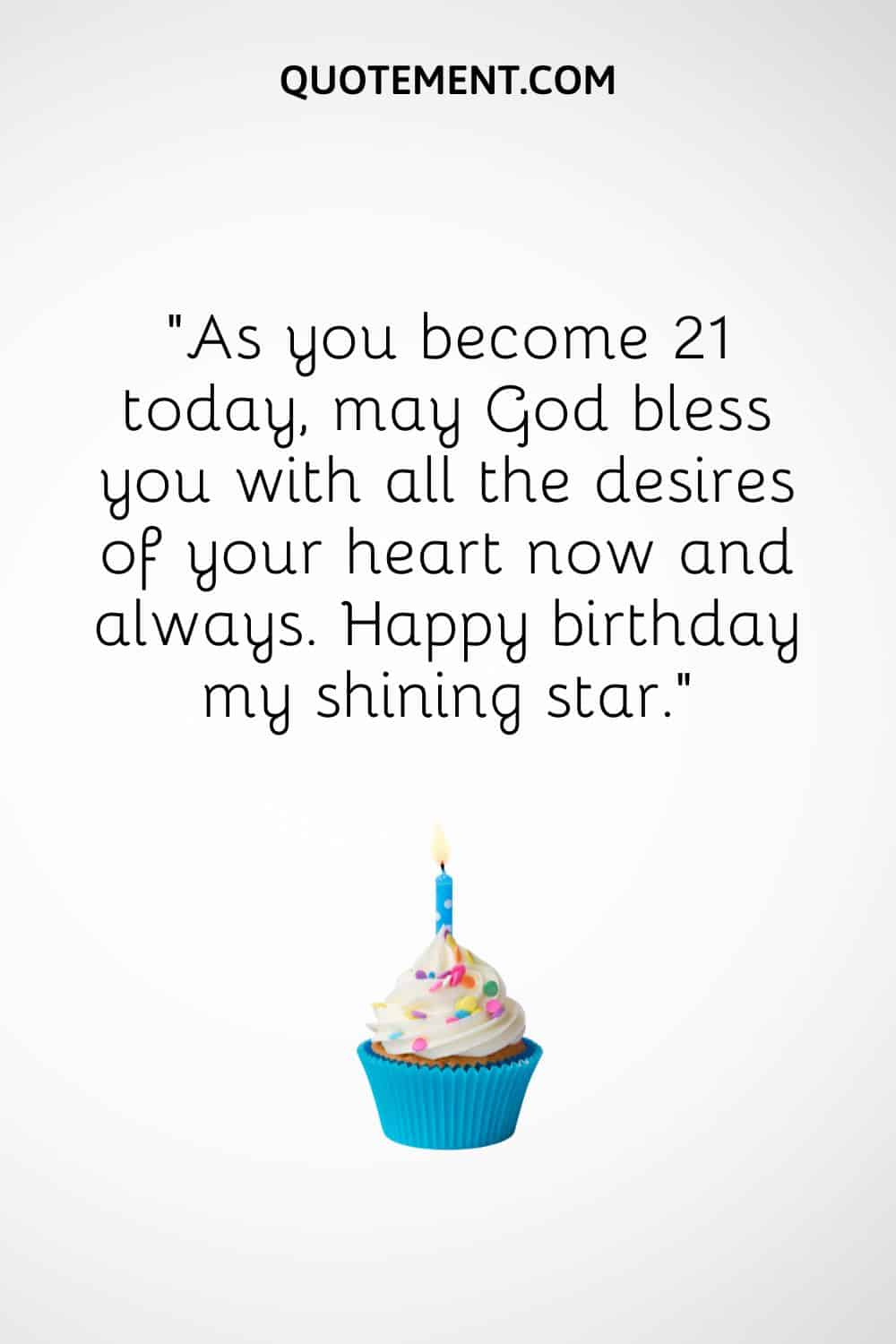 birthday cupcake image representing happy 21st birthday son wish