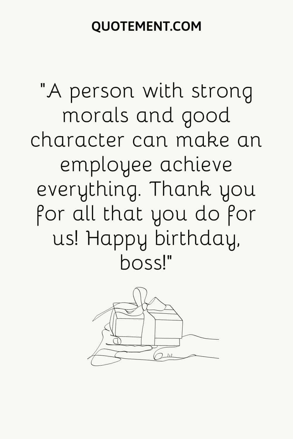 birthday gift in hands illustration representing formal happy birthday wish for boss
