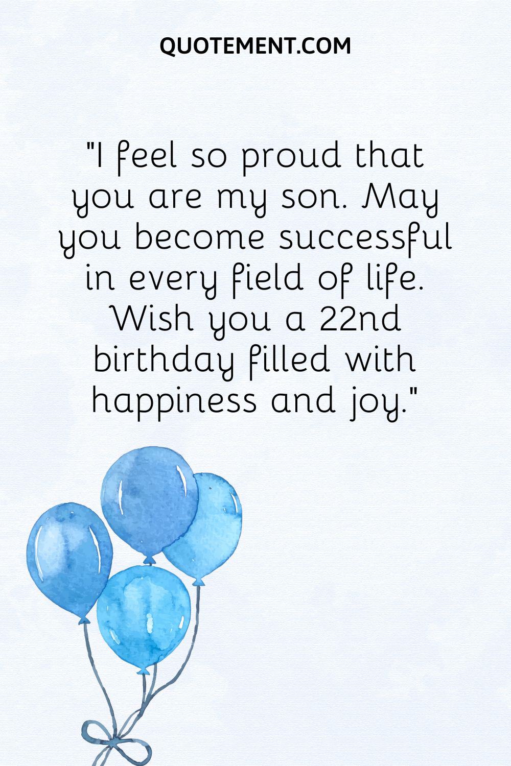 blue balloons image representing happy 22nd birthday son wish