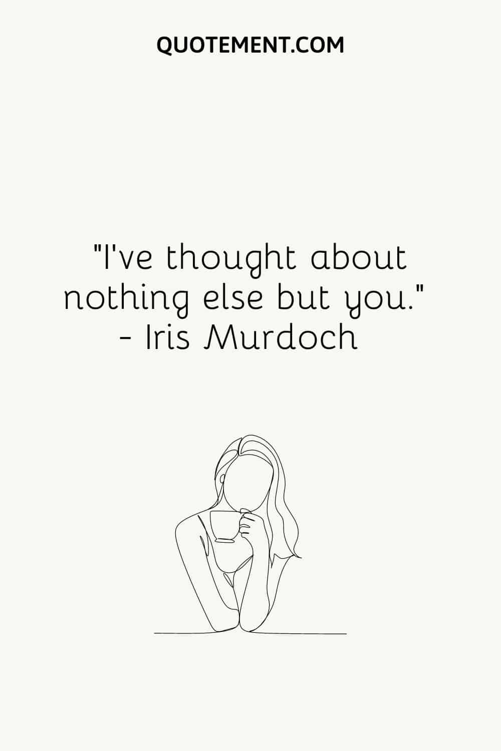 girl holding a cup illustration representing thinking of u quote