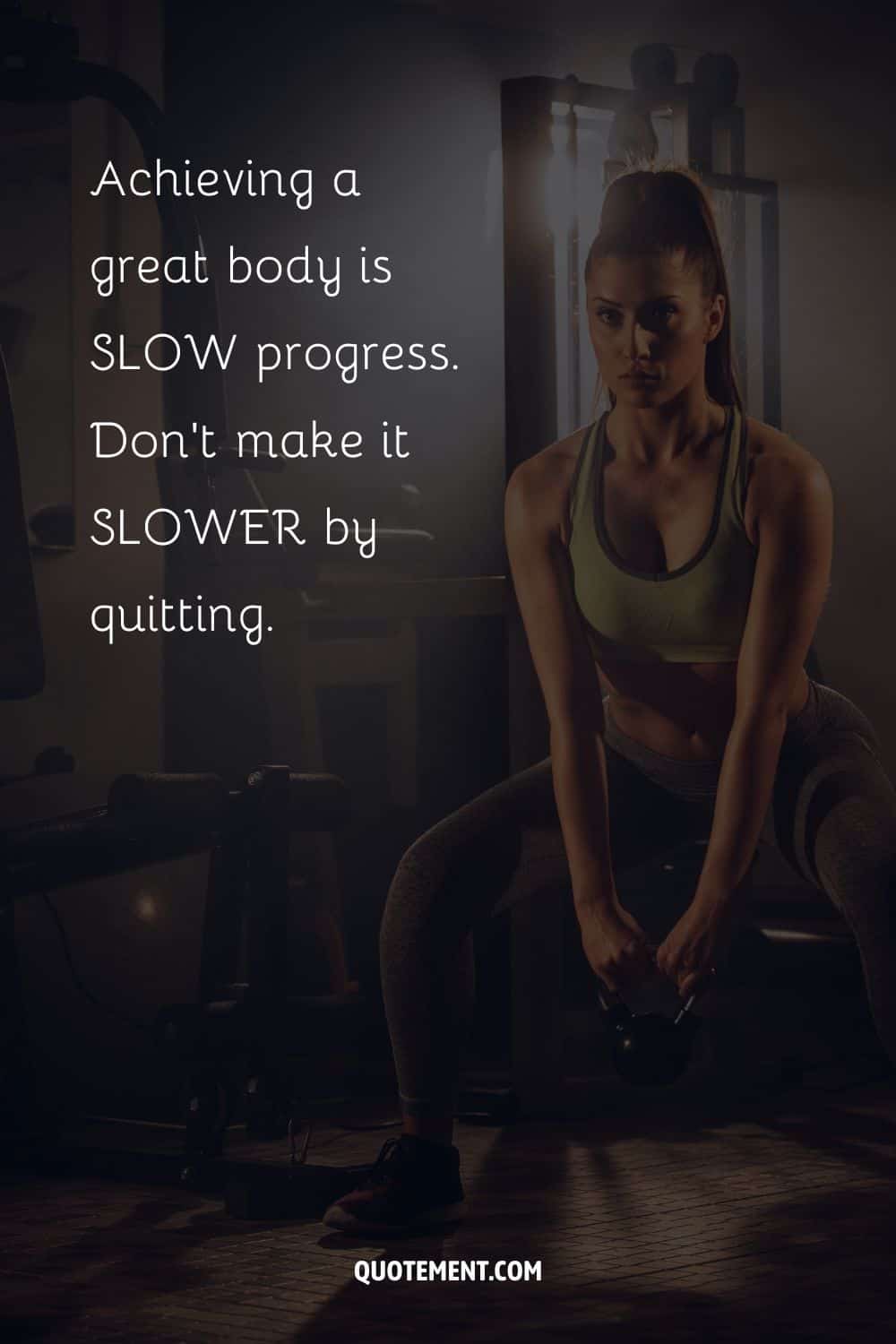girl lifting image representing motivational quote about fitness