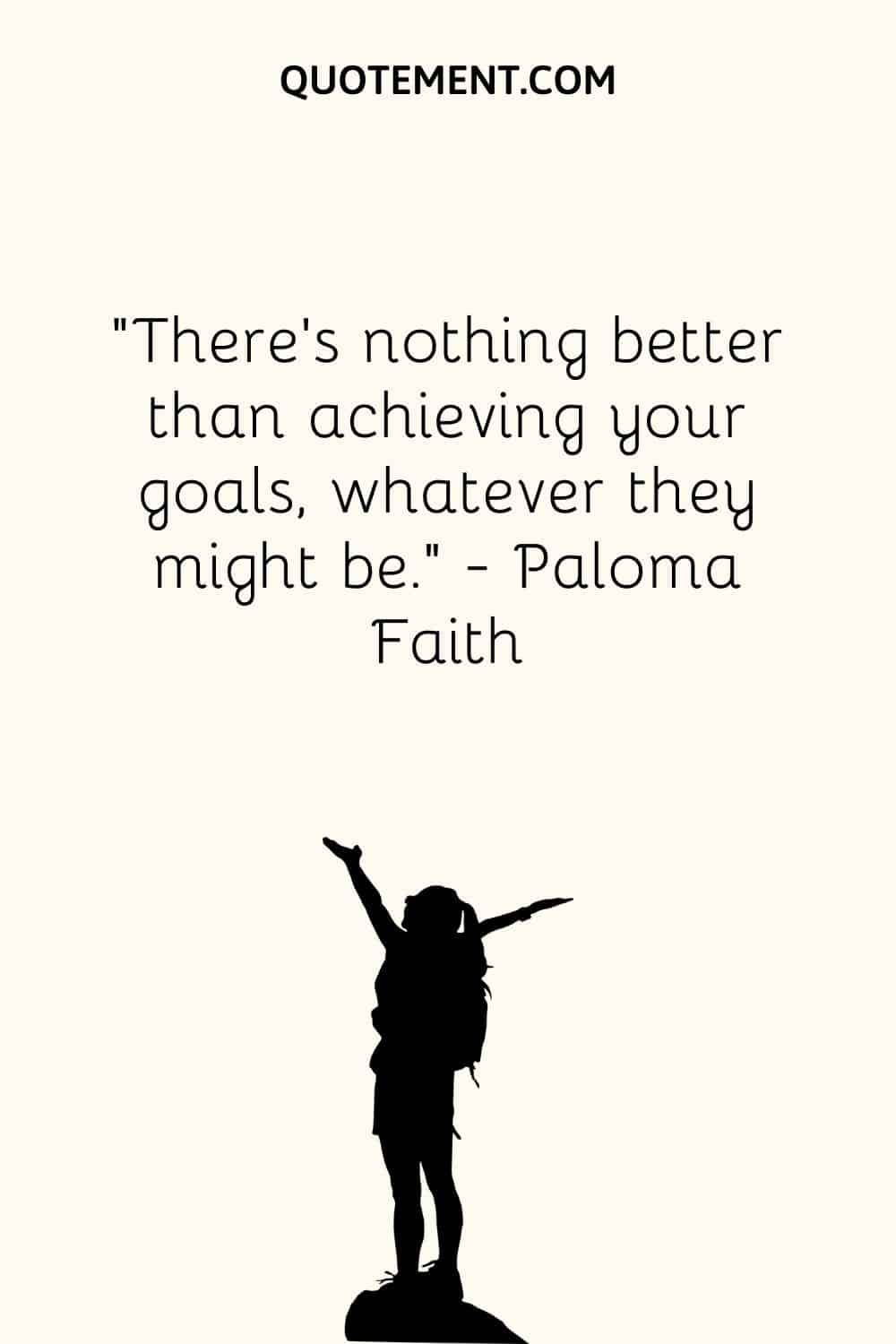 girl standing on top with arms spread illustration representing reaching goals quote