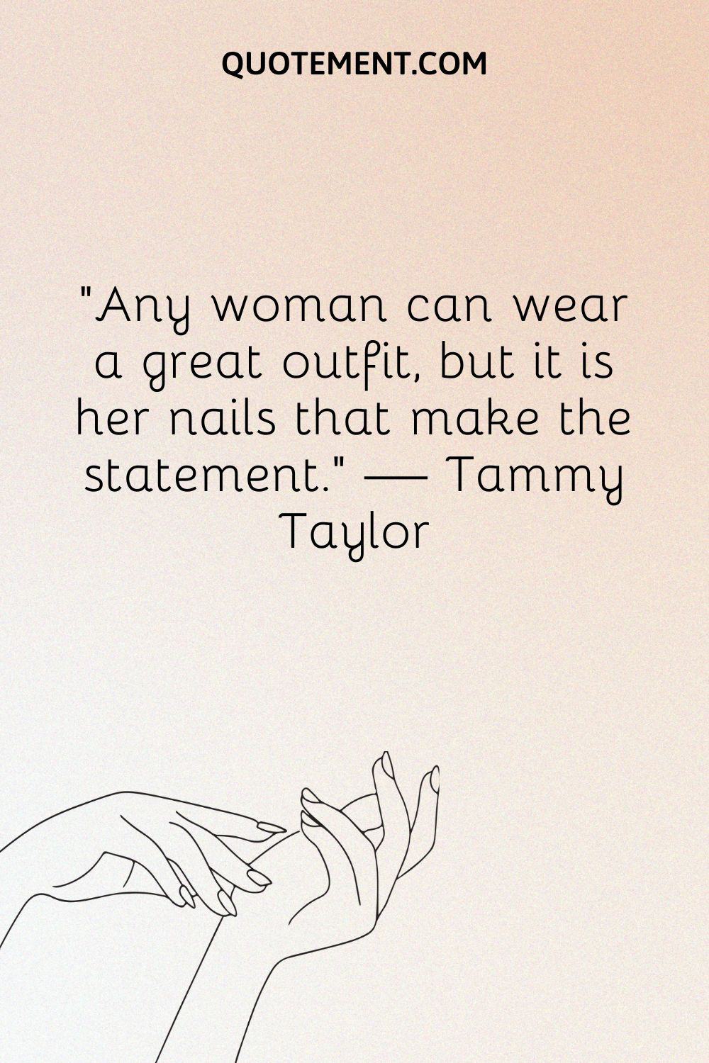 illustration of a butterfly on a woman's finger representing classy quote about nails