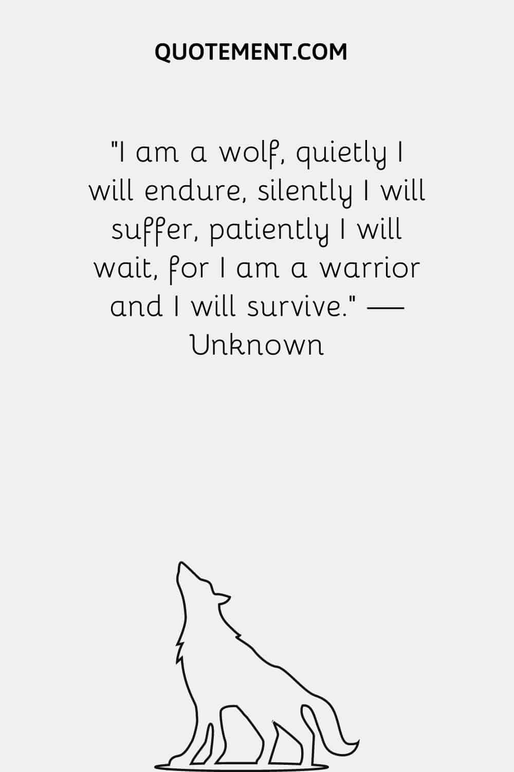 illustration of a wolf howling representing warrior wolf quote
