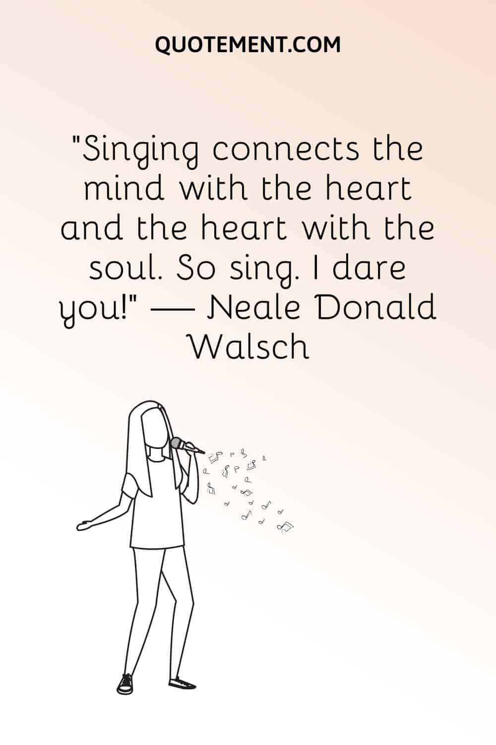 illustration of a woman with a microphone representing singing quote