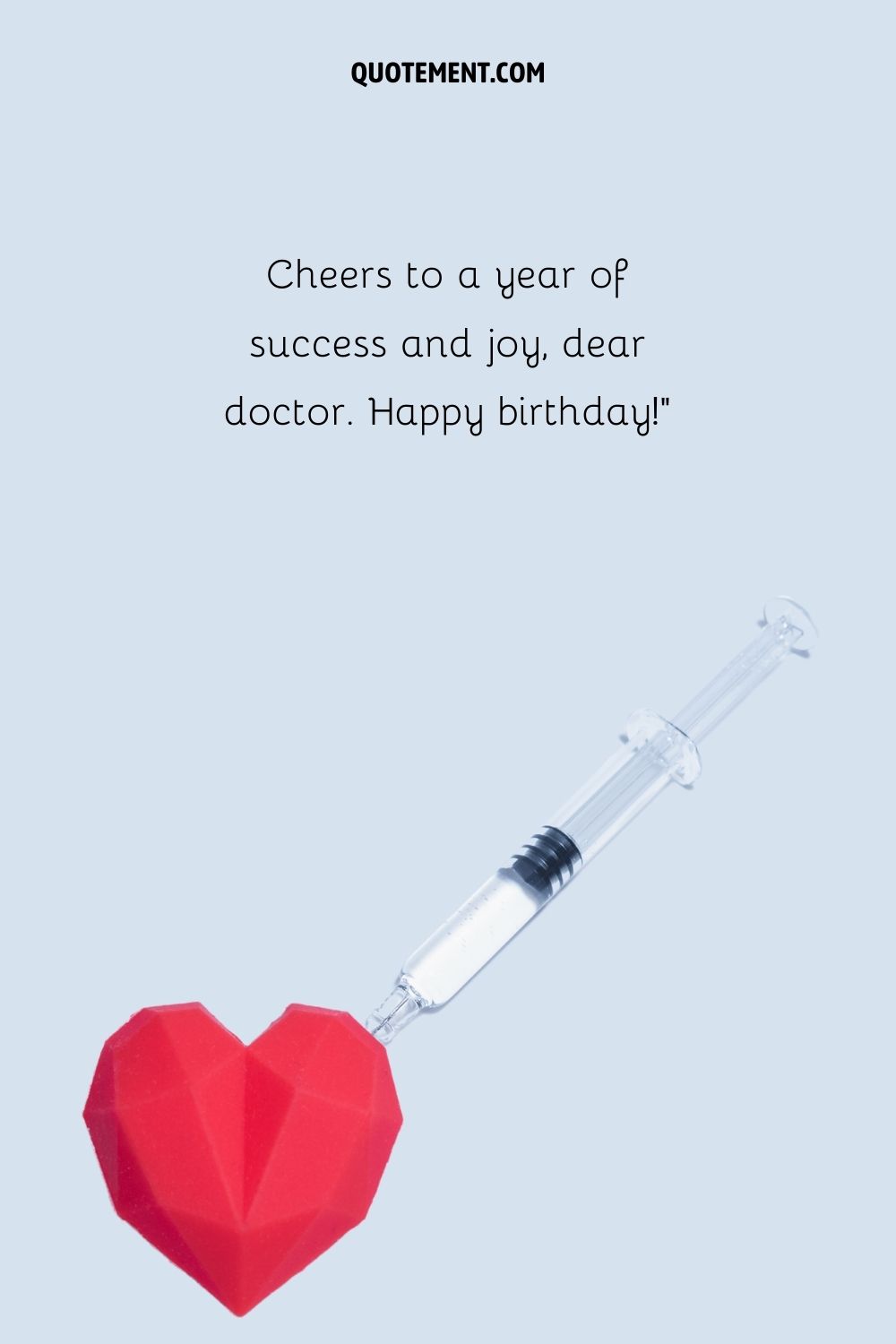 inyección a un corazón emoji que representa un breve deseo de feliz cumpleaños médico