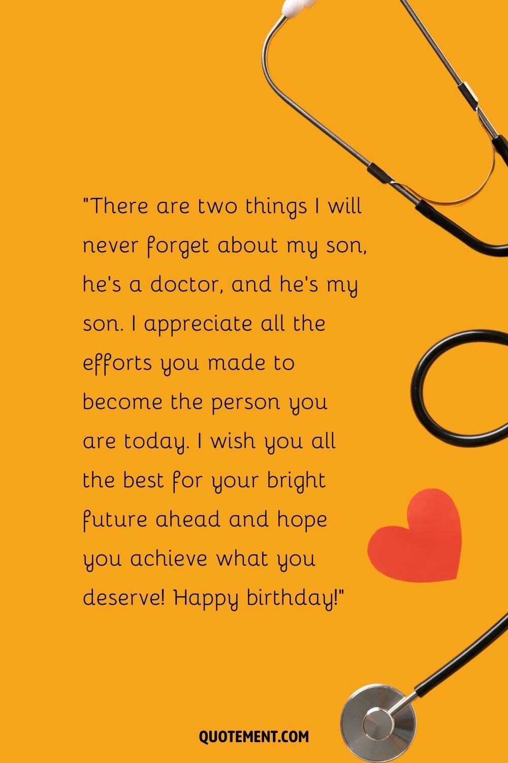 fondo naranja y un estetoscopio que representa un deseo de cumpleaños a un médico varón
