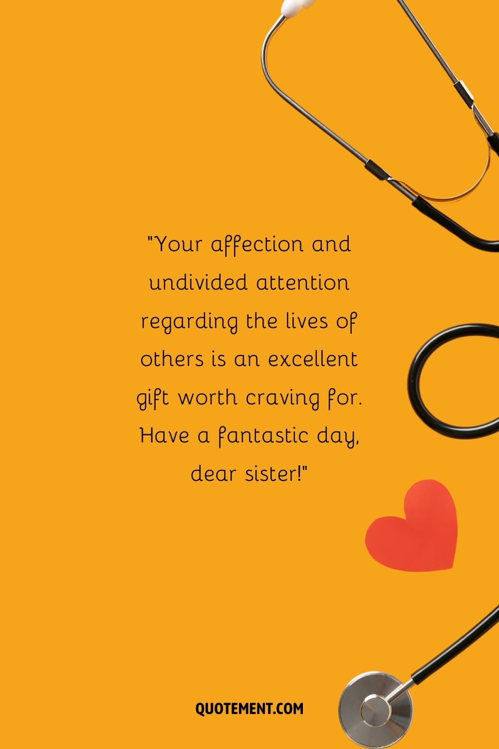orange background and a stethoscope representing happy birthday doctor sister