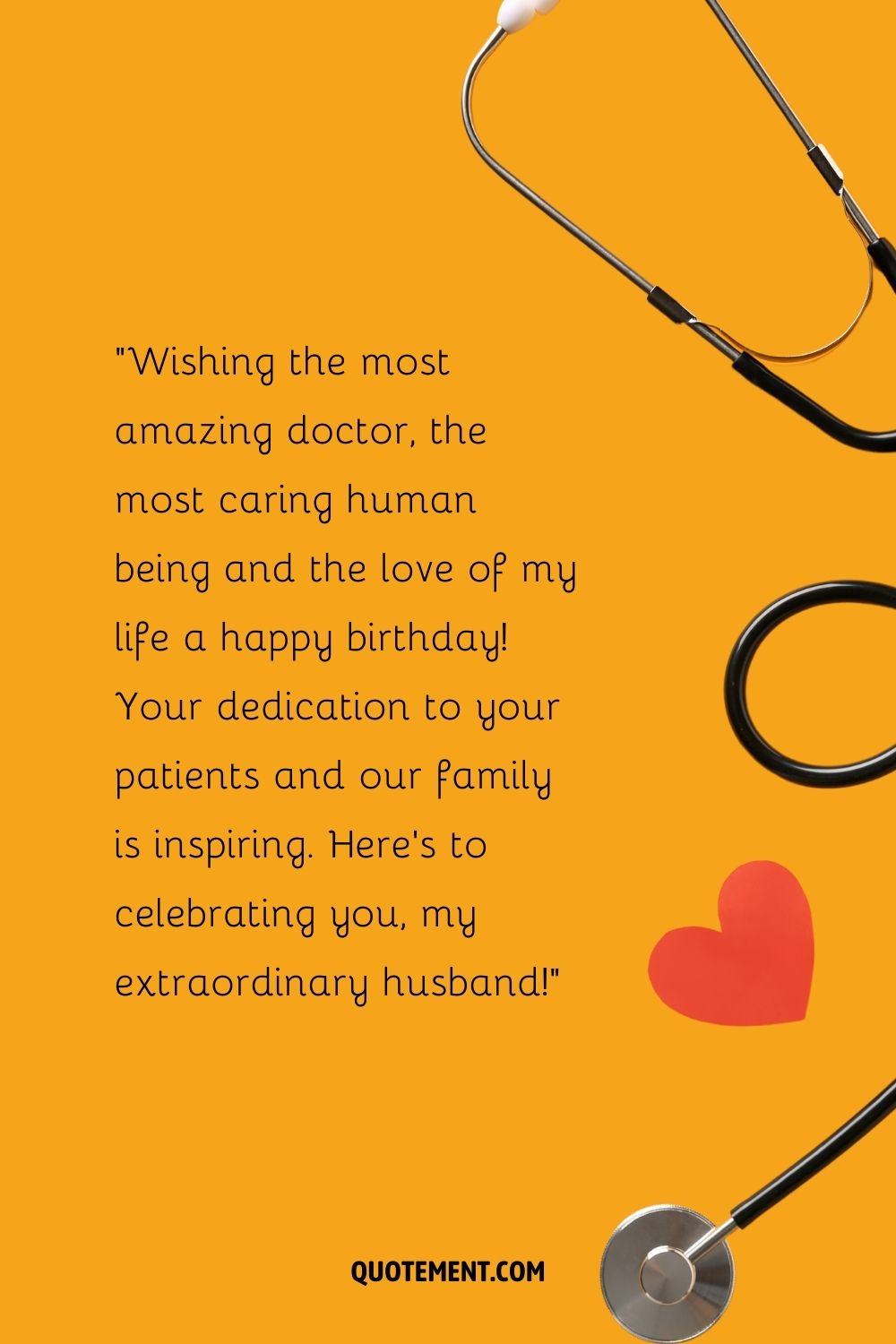 corazón rojo sobre fondo amarillo que representa un deseo de cumpleaños a un médico