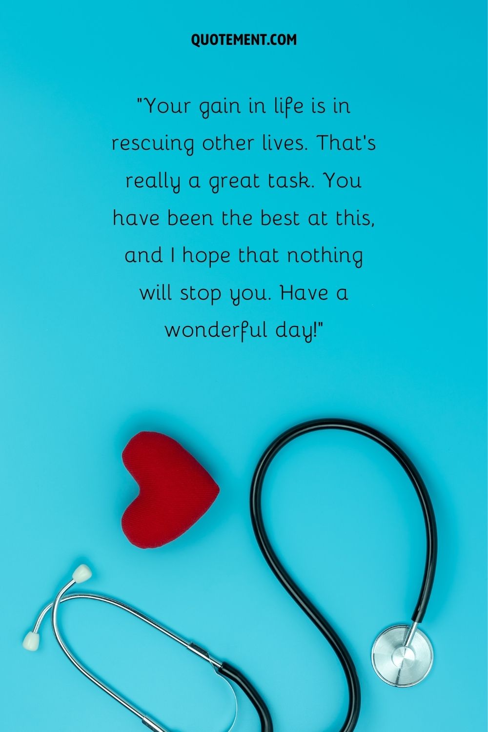 stethoscope and a heart emoji on a blue background representing doctor birthday wish