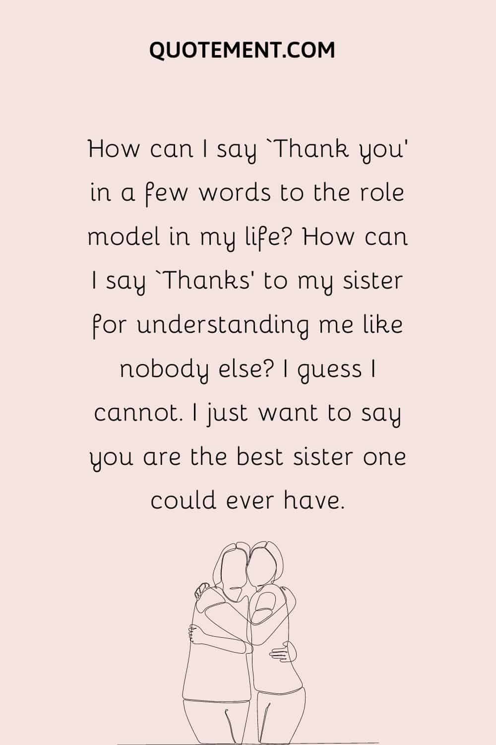 two women hugging illustration representing thank you sister message