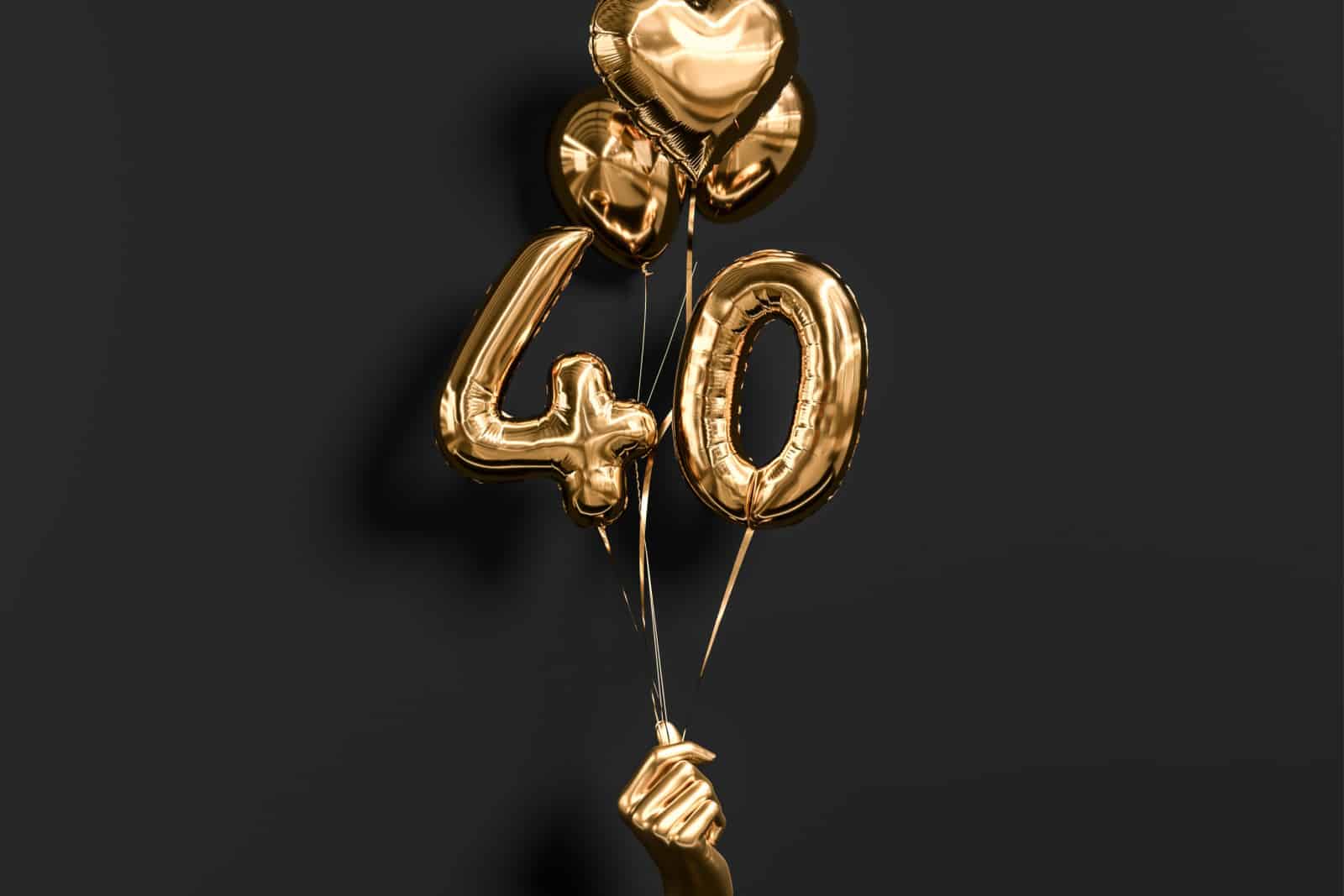 gold happy 40th birthday balloons