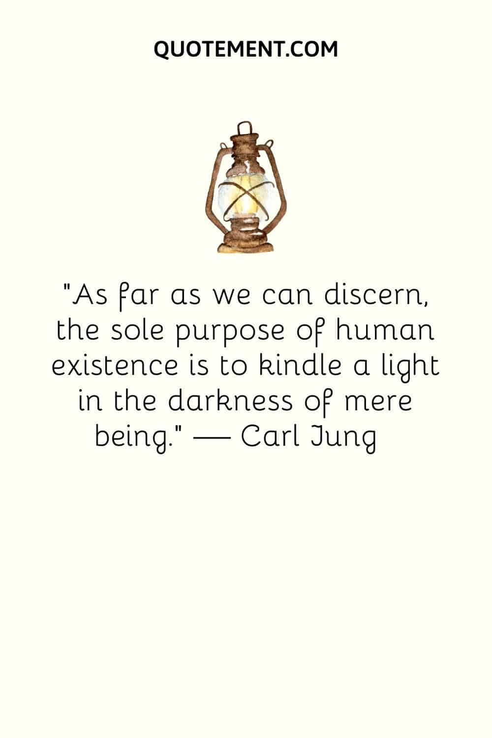 “As far as we can discern, the sole purpose of human existence is to kindle a light in the darkness of mere being.” — Carl Jung