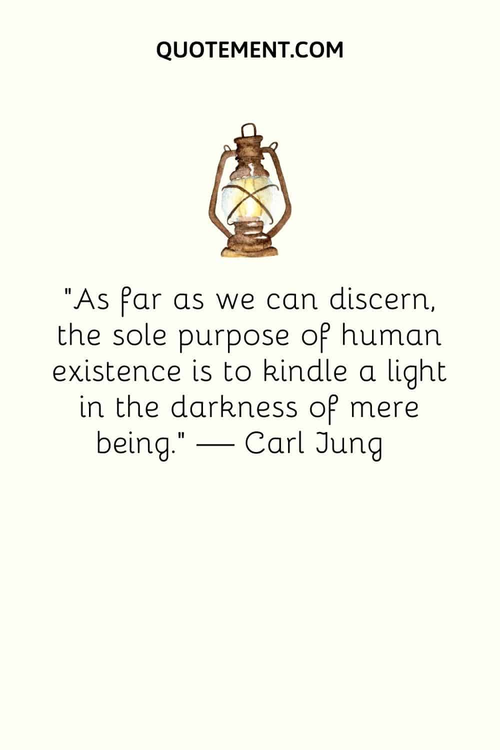 "Hasta donde podemos discernir, el único propósito de la existencia humana es encender una luz en la oscuridad del mero ser". - Carl Jung