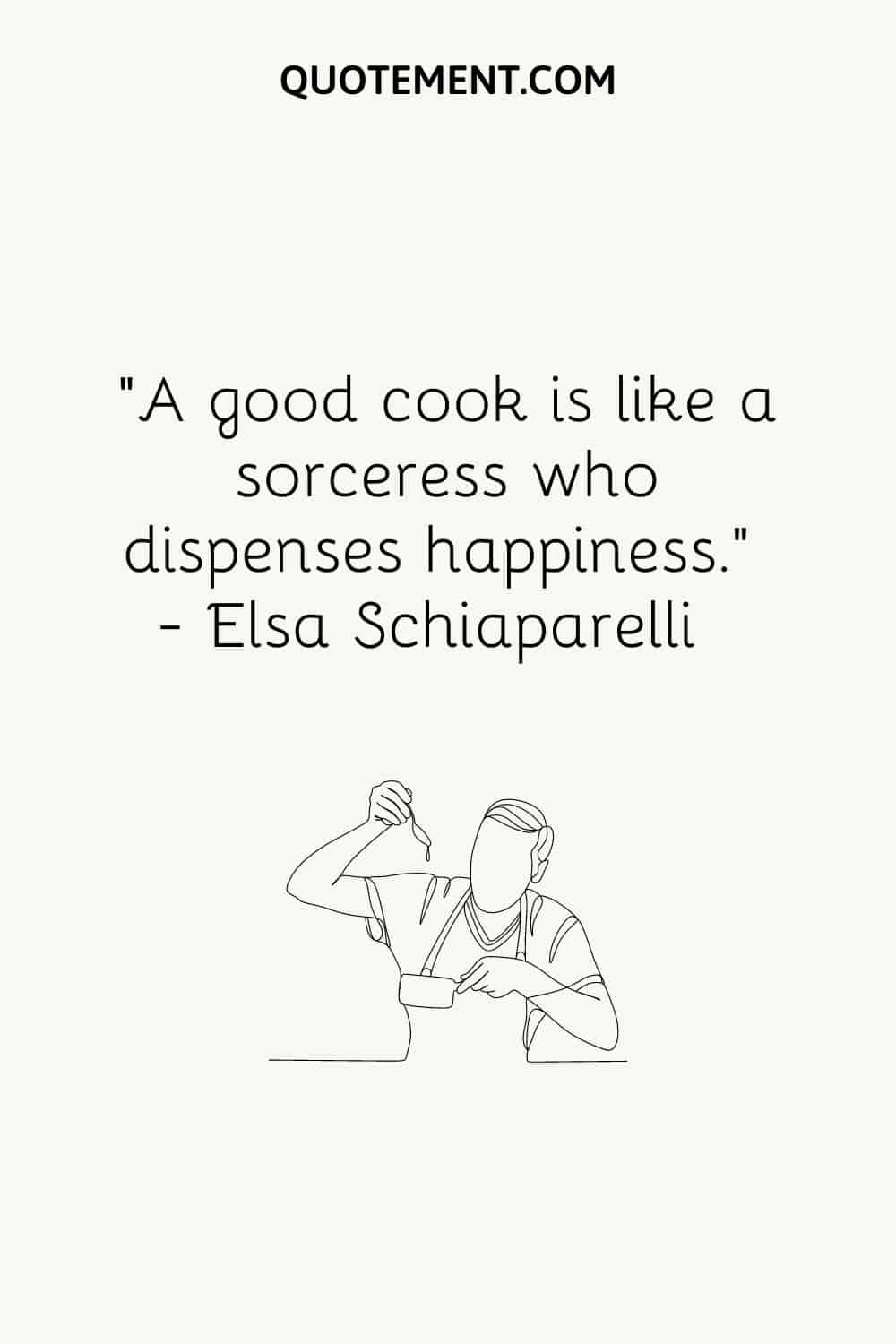 Illustration representing a clever and funny cooking quote.